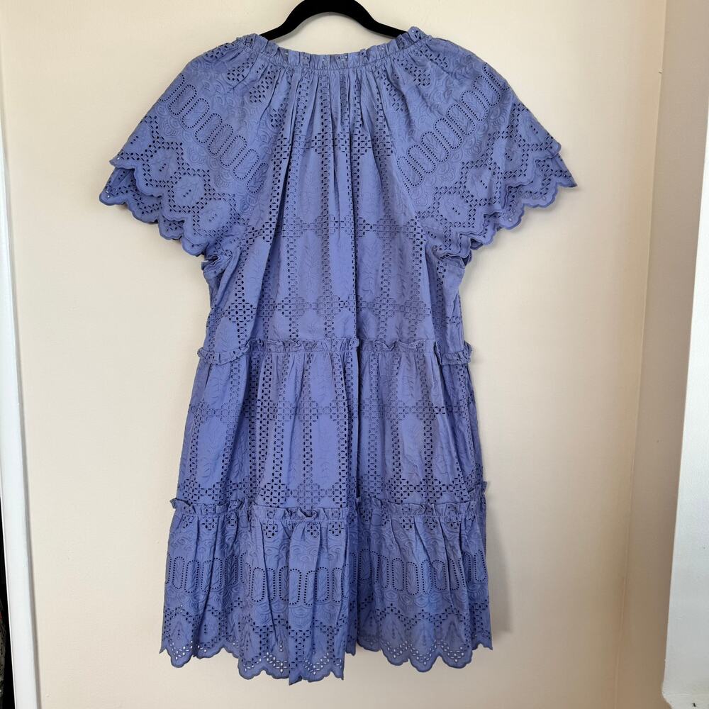 New Cleobella Alma Embroidered Pointelle Dress Purple Sz L - Picture 7 of 7